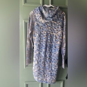 Alberto Makali Blue Embellished Fish Scale Detail Turtle Neck Tunic Dress